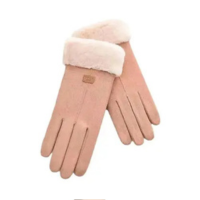 Luvas Femininas De Inverno Em Suede Com Forro De Lã, Quentes E À Prova De V