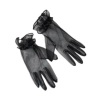 Luvas Femininas De Renda Com Dedos Completos Em Tule, Curtas, Elásticas, Es