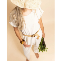 MACACÃO FEMININO EM VISCOLINHO COM CINTO