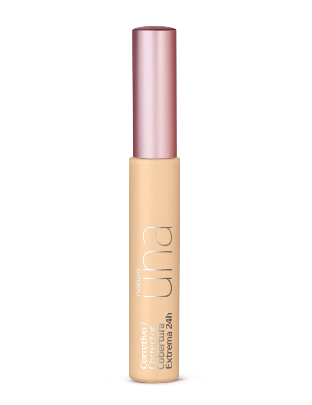 Corretivo Natura Una com embalagem bege e tampa rosa metálica destaca-se entre os melhores corretivos nacionais.