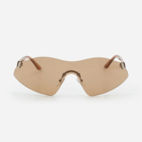 Óculos de Sol Máscara com Lente Marrom e Hastes Fina Marrom