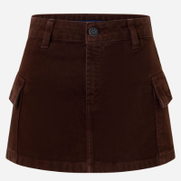 Saia Curta em Sarja com Bolso Cargo Marrom