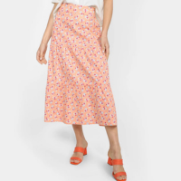 Saia Midi Danyblu Floral - Laranja