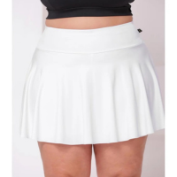 Short Saia Babado WOLFOX Plus Size Feminino Suplex Fitness - Branco