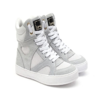 Tenis Sneaker Feminino Botinha Treino Academia Cano Alto - Branco+Cinza