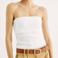 Top Sem Alça Em Malha Crepe - Off White