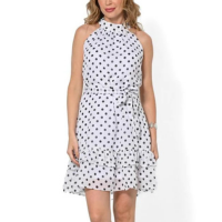 Vestido Bisô Curto Babado Poá Branco - Branco