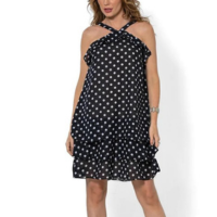 Vestido Bisô Curto Camadas Poá Azul - Azul