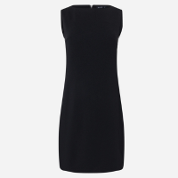 Vestido Curto em Crepe Sem Manga e Recorte Lateral Preto