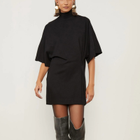 Vestido De Malha Crepe Preto Franzido