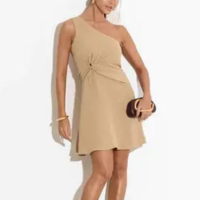 Vestido Doralice Curto Em Crepe Bege