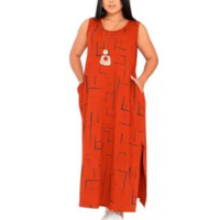 Vestido Feminino Longo Regata Com Bolso Plus Size Moda Despojada Mullet ten