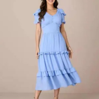 Vestido juliana crepe azul claro tata martello