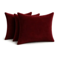 3 Almofadas Cheia Veludo Sofa Decorativa 45x45 Vermelha - Art in Decor
