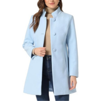 Allegra K Sobretudo feminino de inverno com gola alta, gola alta, casaco lo