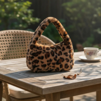 Bb Mini Bolsa Feminina Fashion Com Estampa De Animal Peludo