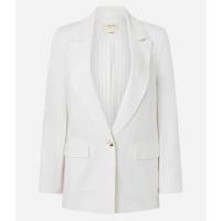 Blazer em Viscolinho com Lapelas e Botão Único Off White 1
