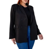 Blazer Alongado Alfaiataria Botões Com Forro Plus Size Premium Tendencia -