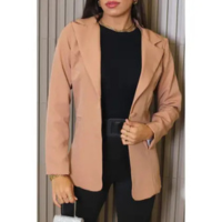 Blazer Feminino Alongado Alfaitaria com Botão Forrado Bege - Sal do Mar