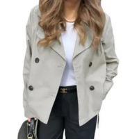 Blazer feminino Trench Coat OneDreamer com lapela e trespassado