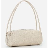 Bolsa Média Retangular com Textura e Alças Duplas Off White