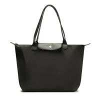 Bolsa Shopping Grande Nylon Botão Preta