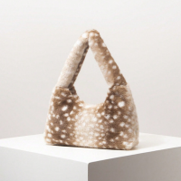 Bolsa de Ombro de Pele Sintética com Estampa de Cervo Malhado, Carteira Mar