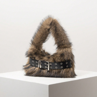 Bolsa de Ombro de Pelúcia na Cor de Doce Estilo Anos 2000, Bolsa de Outono,