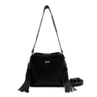 Bolsa feminina de couro preta Camila - Bolsa de ombro de couro