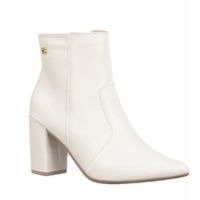 Bota Bico Fino Gigil Salto Alto Zíper Napa Off White