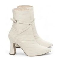 Bota Feminina Cano Médio Salto Alto Bico Fino Croco Torricella