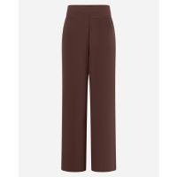 Calça Pantalona Alfaiatada com Cós Liso e Pregas Marrom