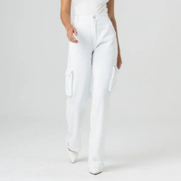Calça Cargo Sarja Feminina Branca Disparate - Branco