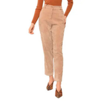 Calça Feminina Biamar Reta Veludo Cotelê Bege Claro