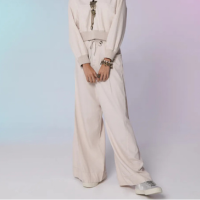 CALÇA FEMININA WIDE LEG EM SARJA TINTURADA