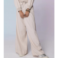 CALÇA FEMININA WIDE LEG EM SARJA TINTURADA