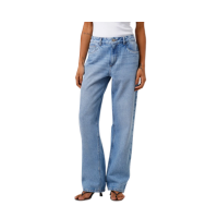calça reta feminina jeans mindset azul