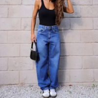 Calça Jeans Baggy Barra Normal Feminina Revanche Castries