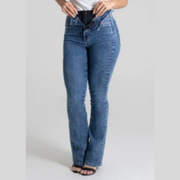 Calça Jeans Feminina Sawary Super Lipo Boca de Sino Boot Cut Flare