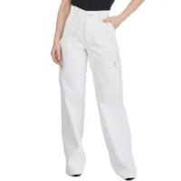 Calça Wide Leg Feminina HNO Jeans Cargo Off White