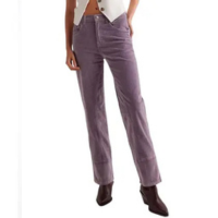 Calças de veludo cotelê LifeShe para mulheres, cintura elástica, perna reta