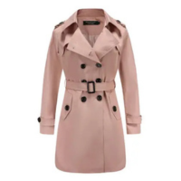 Casaco Trench Coat NANJUN, casaco feminino de lapela trespassado, rosa