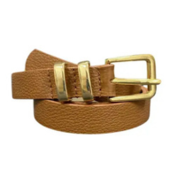 Cinto Feminino Couro Legítimo Fivela Dourada - Siah Moda Feminina