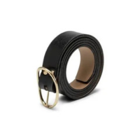 Cinto Feminino Dakota Couro Preto Deli DK307 Fivela Oval Dourada