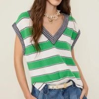Colete De Tricot Decote v Listrado