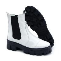 Coturno Feminino em Couro Bota - Branco