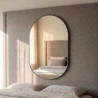 Espelho Orgânico Moderno Sala Quarto Banheiro Lavabo 64x44cm em Couro 3cm -