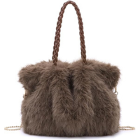 Fecialy Bolsa feminina peluda de inverno fofa, bolsa tiracolo felpuda de om