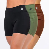 Kit 3 Short Fitness Feminino Meia Coxa Cintura Alta Zero Transparência Acad