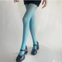 Meias Altas De Nylon Ultrafinas Para Mulheres, Azul Verde, Meias De Veludo